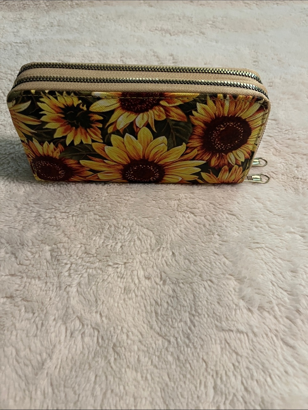 Sunflower Double-Zip Wallet - Yellow Floral